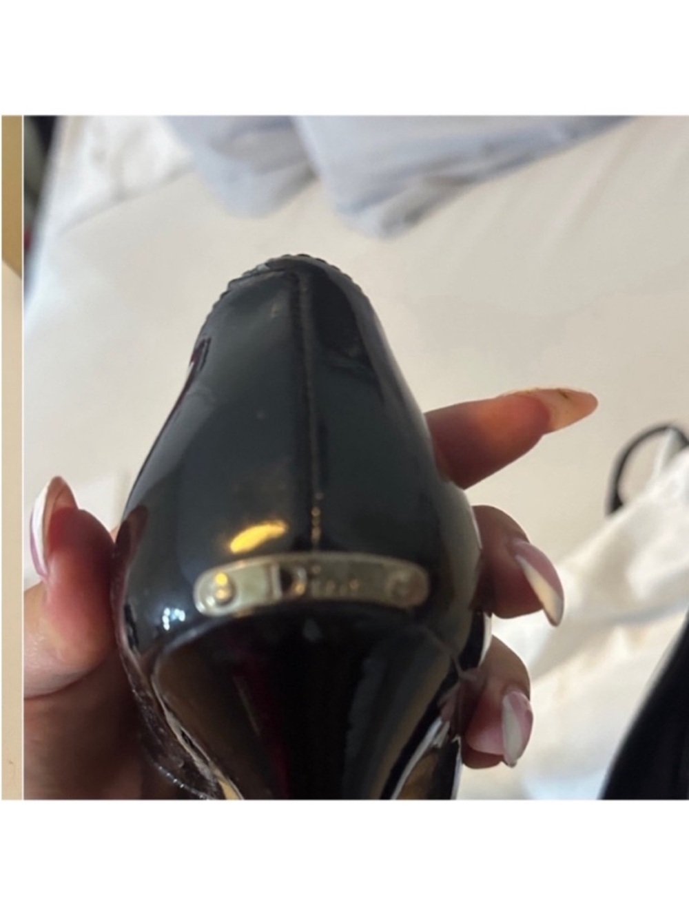 Dior Black Patent Leather Peep-Toe Heels - Picture 7 of 10
